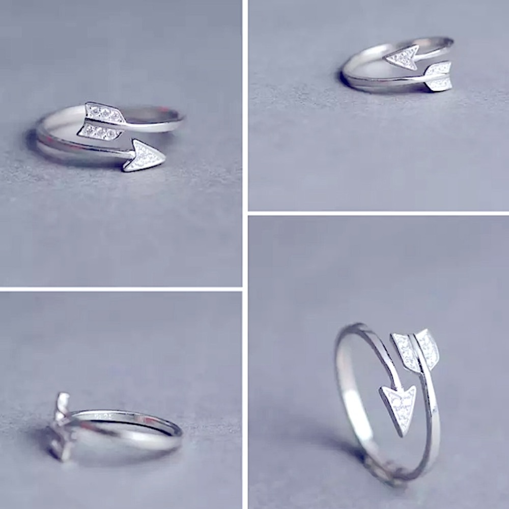 ⚜️[𝟯/$𝟭𝟴]⚜️NEW CZ Silver Arrow Bohemian Adjustable Ring - Picture 6 of 10